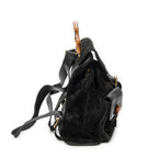 Backpack Large Bamboo Backpack Black Suede Leather