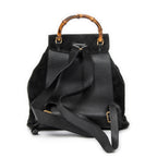 Backpack Large Bamboo Backpack Black Suede Leather