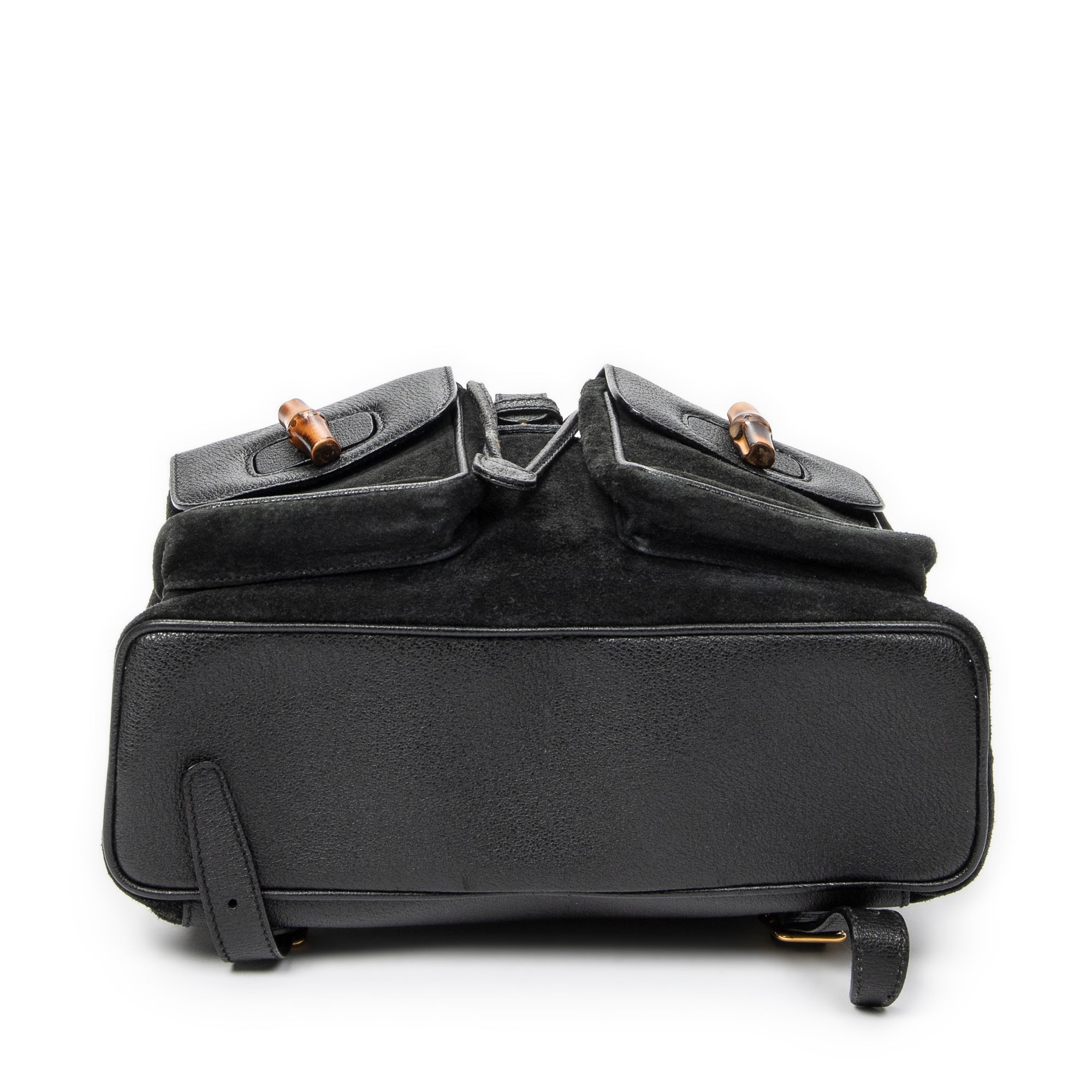 Backpack Large Bamboo Backpack Black Suede Leather