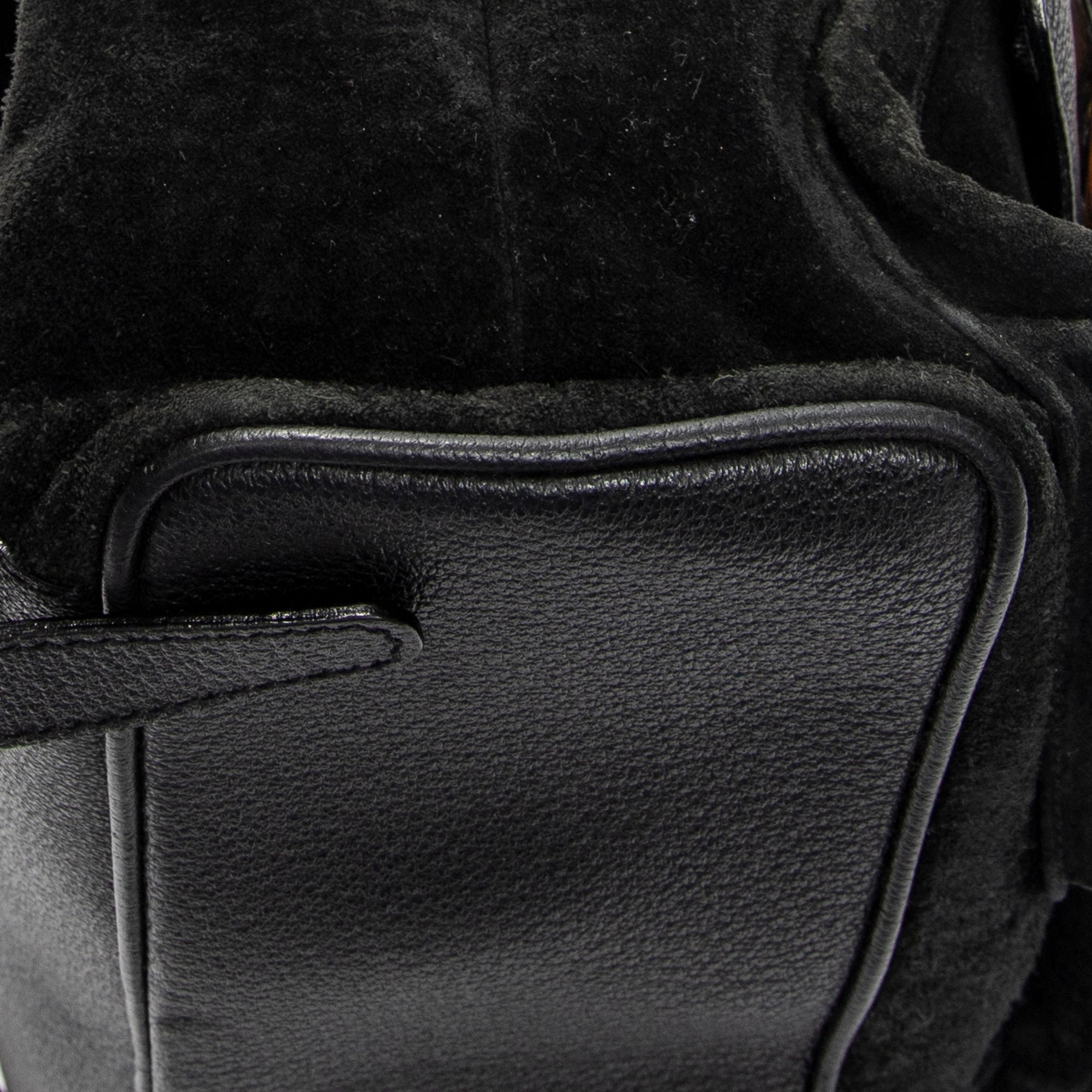 Backpack Large Bamboo Backpack Black Suede Leather