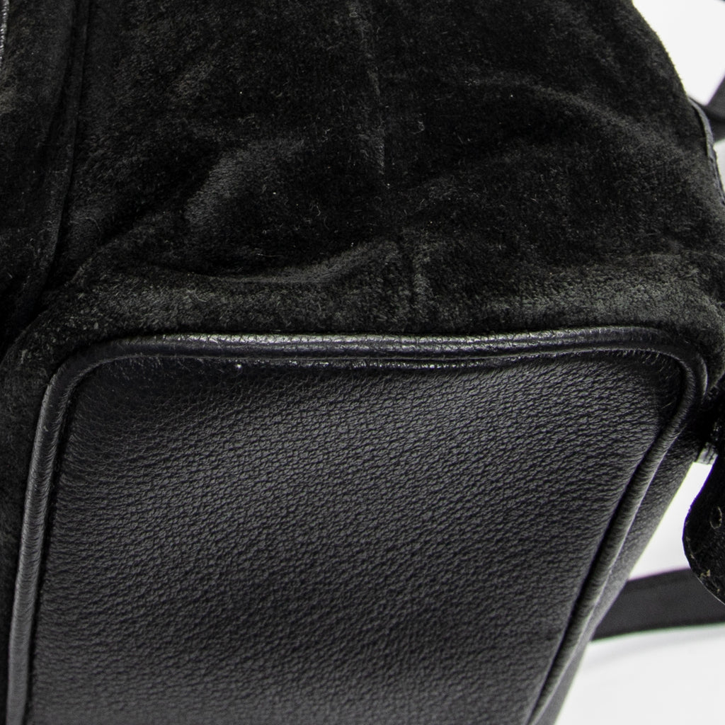 Backpack Large Bamboo Backpack Black Suede Leather