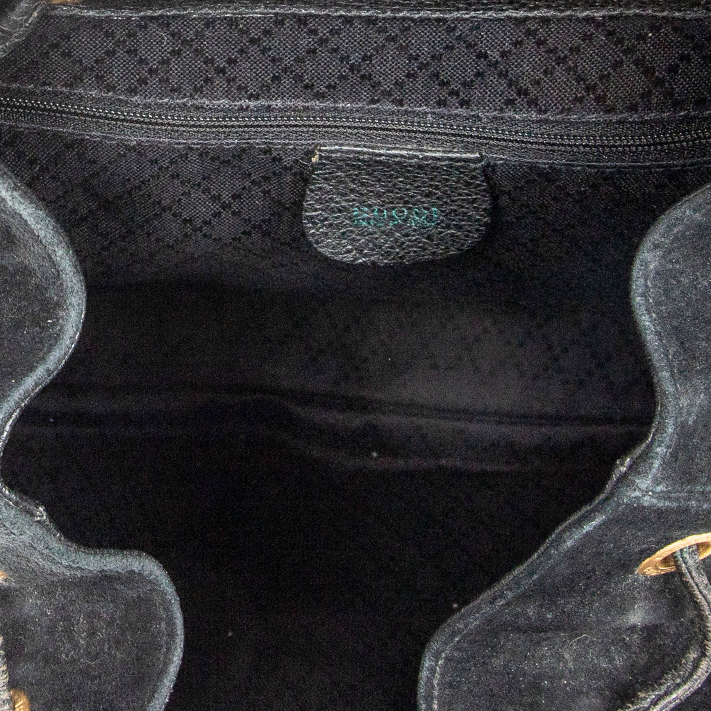 Backpack Large Bamboo Backpack Black Suede Leather