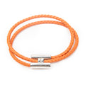 Bracelet Tournis Tresse Bracelet Orange Braided Calfskin Leather