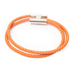 Bracelet Tournis Tresse Bracelet Orange Braided Calfskin Leather