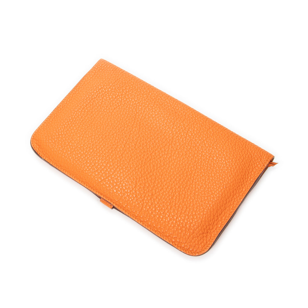 Wallet Dogon Long Wallet GM Orange Clemence Leather