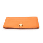 Wallet Dogon Long Wallet GM Orange Clemence Leather