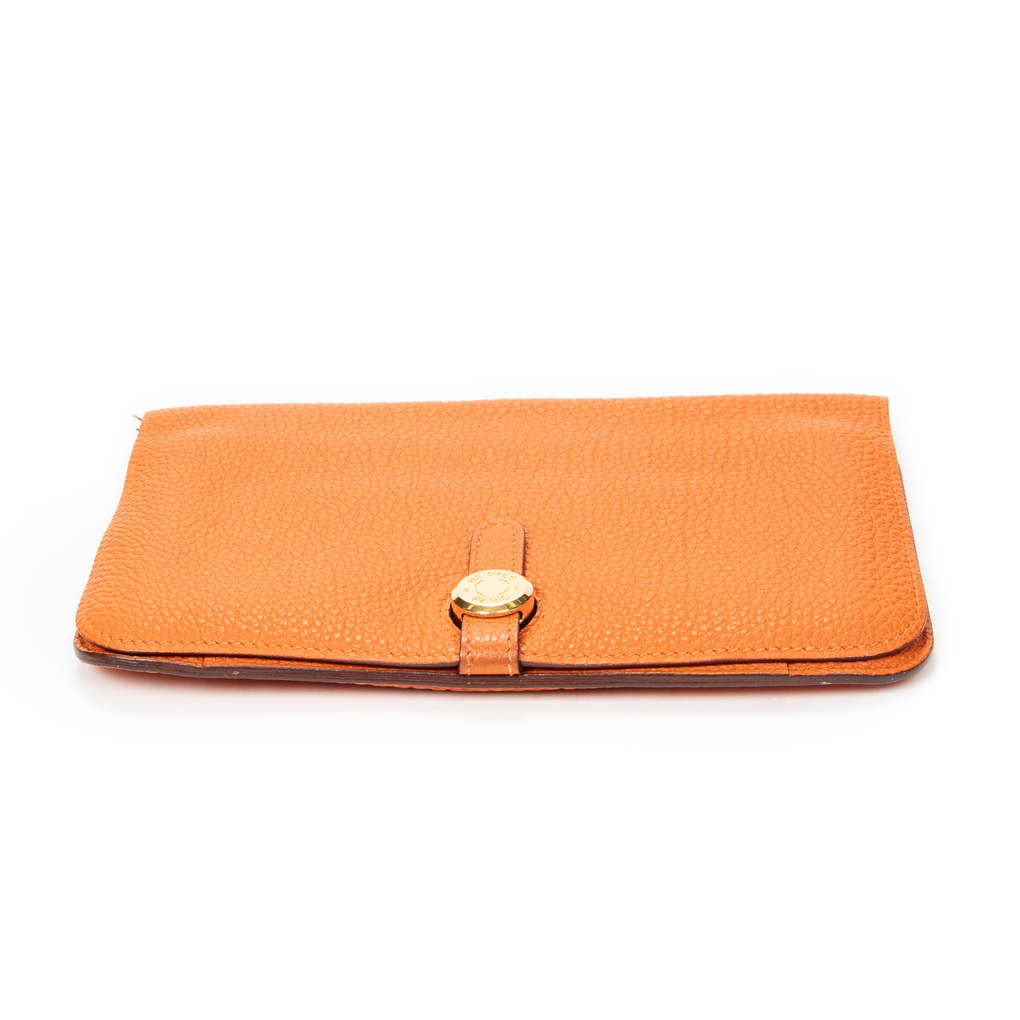 Wallet Dogon Long Wallet GM Orange Clemence Leather