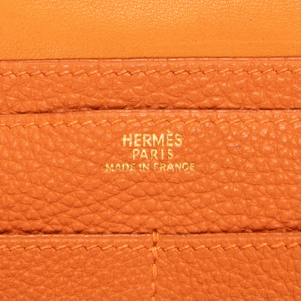 Wallet Dogon Long Wallet GM Orange Clemence Leather