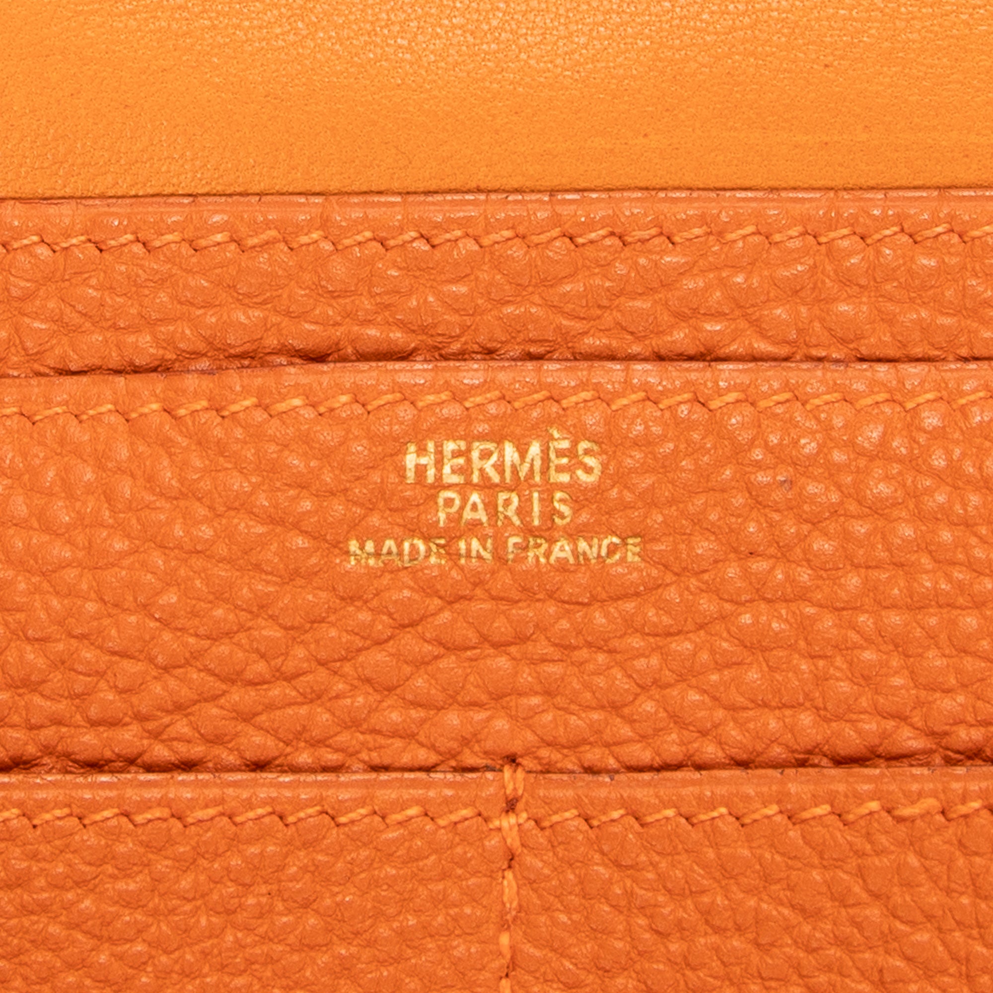 Wallet Dogon Long Wallet GM Orange Clemence Leather
