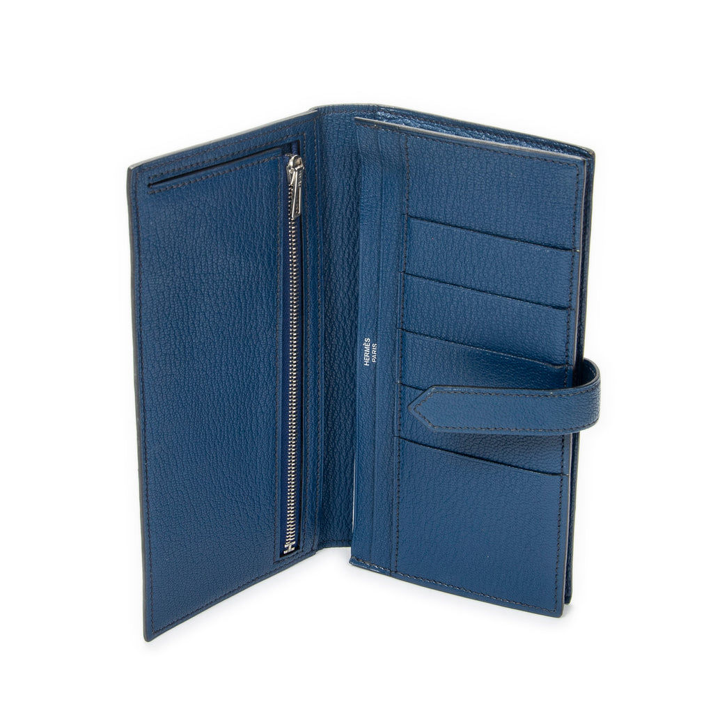 Wallet Bearn Soufflet Wallet Blue Izmir Chevre Mysore Leather