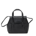 Shoulder Bag Vintage Top Handle Flap Tote Black Textured Leather