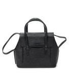 Shoulder Bag Vintage Top Handle Flap Tote Black Textured Leather