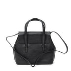 Shoulder Bag Vintage Top Handle Flap Tote Black Textured Leather