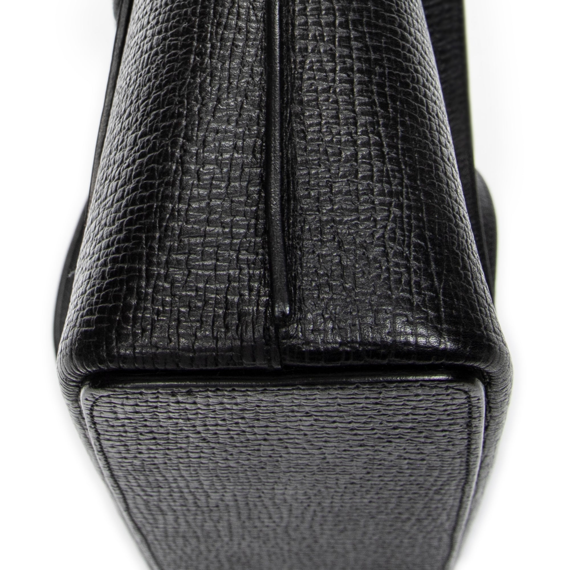 Shoulder Bag Vintage Top Handle Flap Tote Black Textured Leather