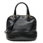 Shoulder Bag Vintage Dome Tote Black Calfskin Leather
