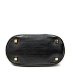 Shoulder Bag Vintage Dome Tote Black Calfskin Leather