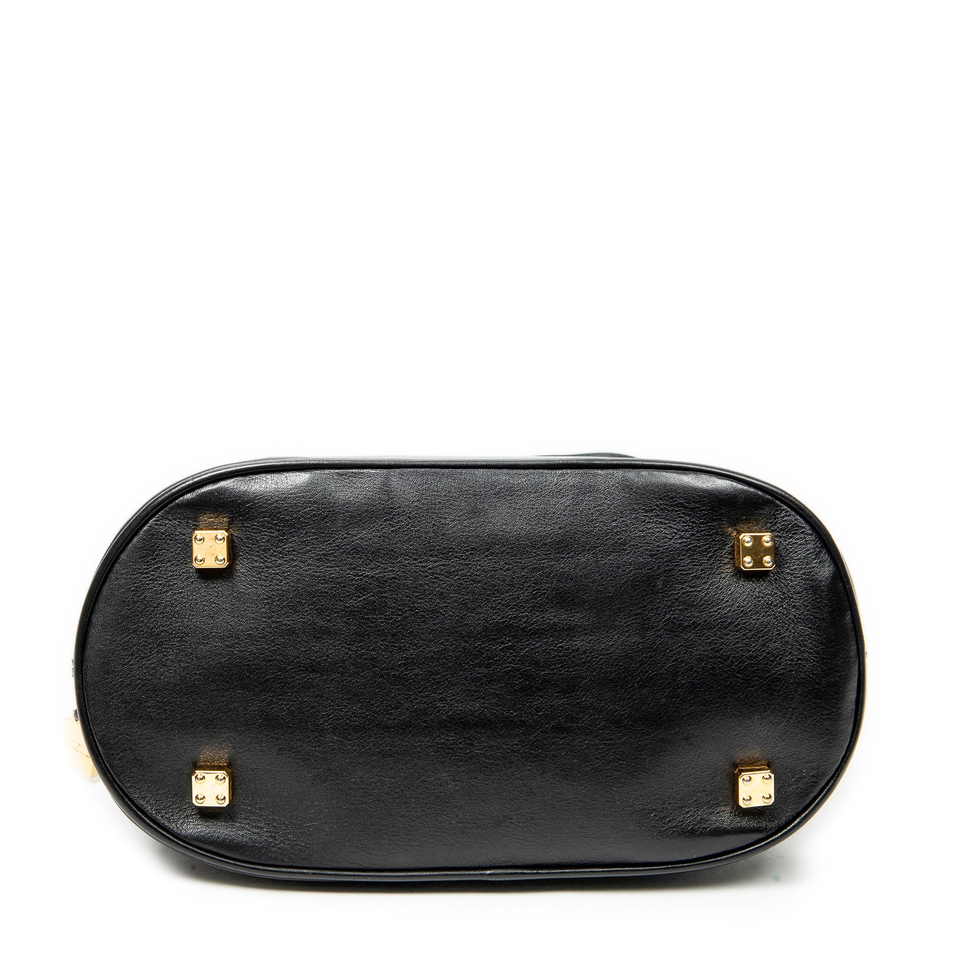 Shoulder Bag Vintage Dome Tote Black Calfskin Leather