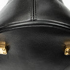 Shoulder Bag Vintage Dome Tote Black Calfskin Leather