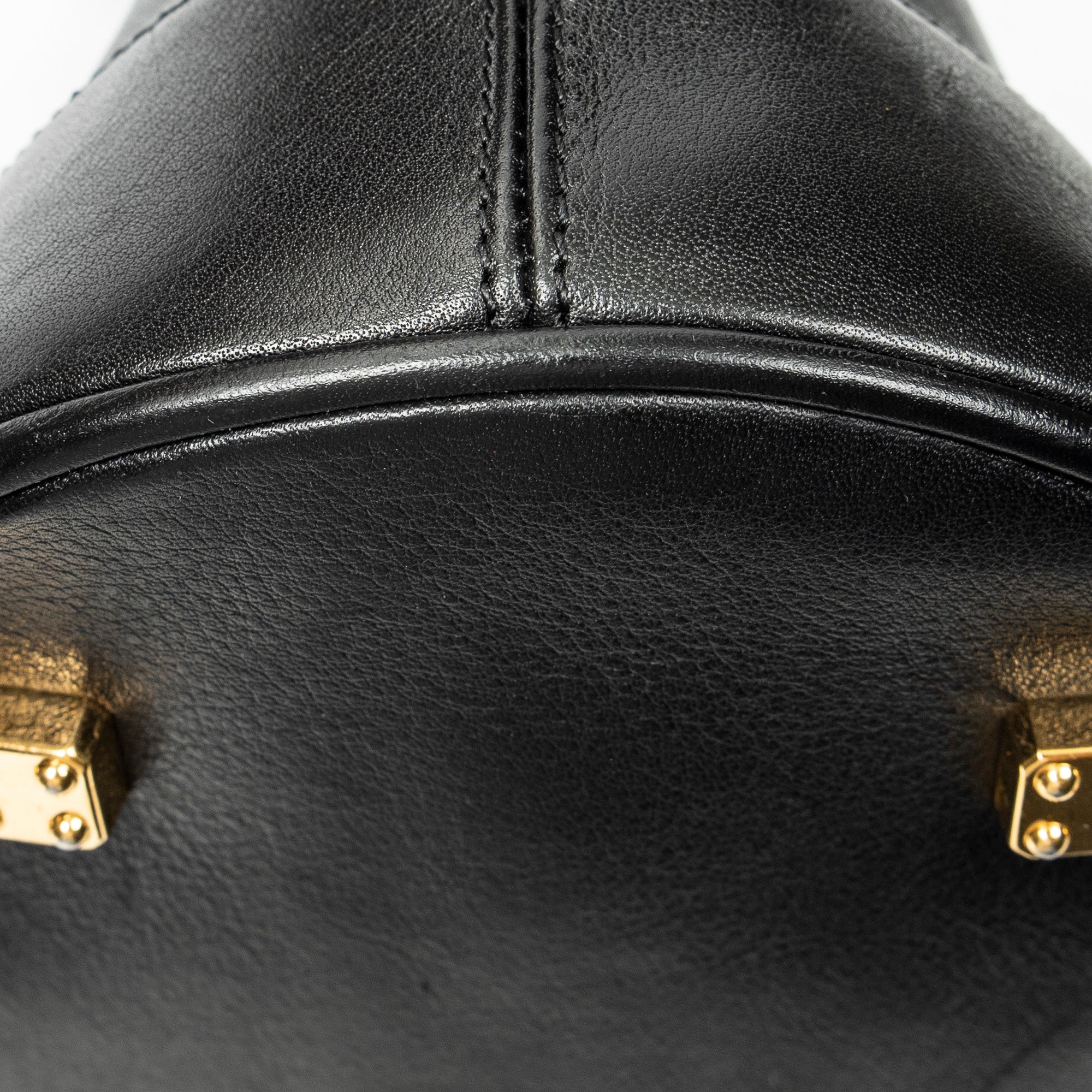 Shoulder Bag Vintage Dome Tote Black Calfskin Leather