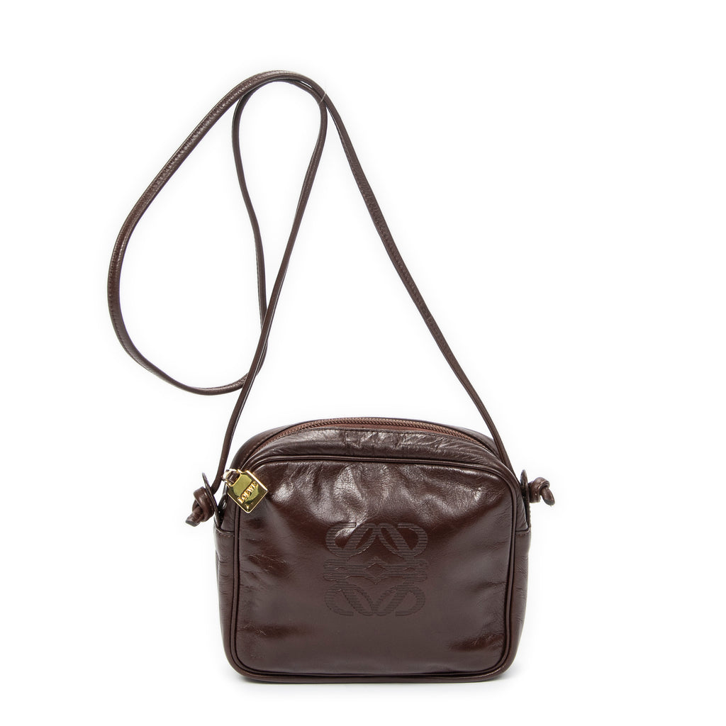 Shoulder Bag Vintage Anagram Crossbody Brown Calfskin Leather