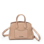 Shoulder Bag Small Open Tote Beige Goatskin Leather