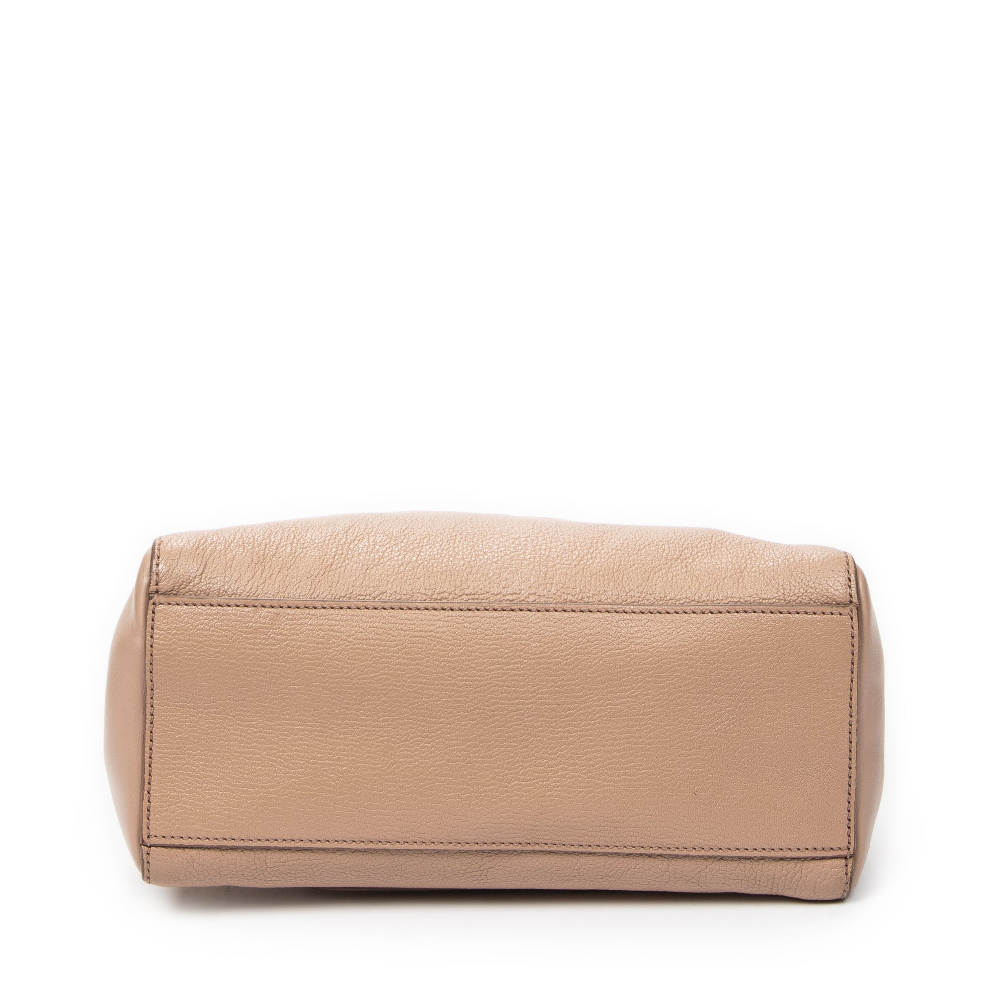 Shoulder Bag Small Open Tote Beige Goatskin Leather