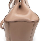 Shoulder Bag Small Open Tote Beige Goatskin Leather
