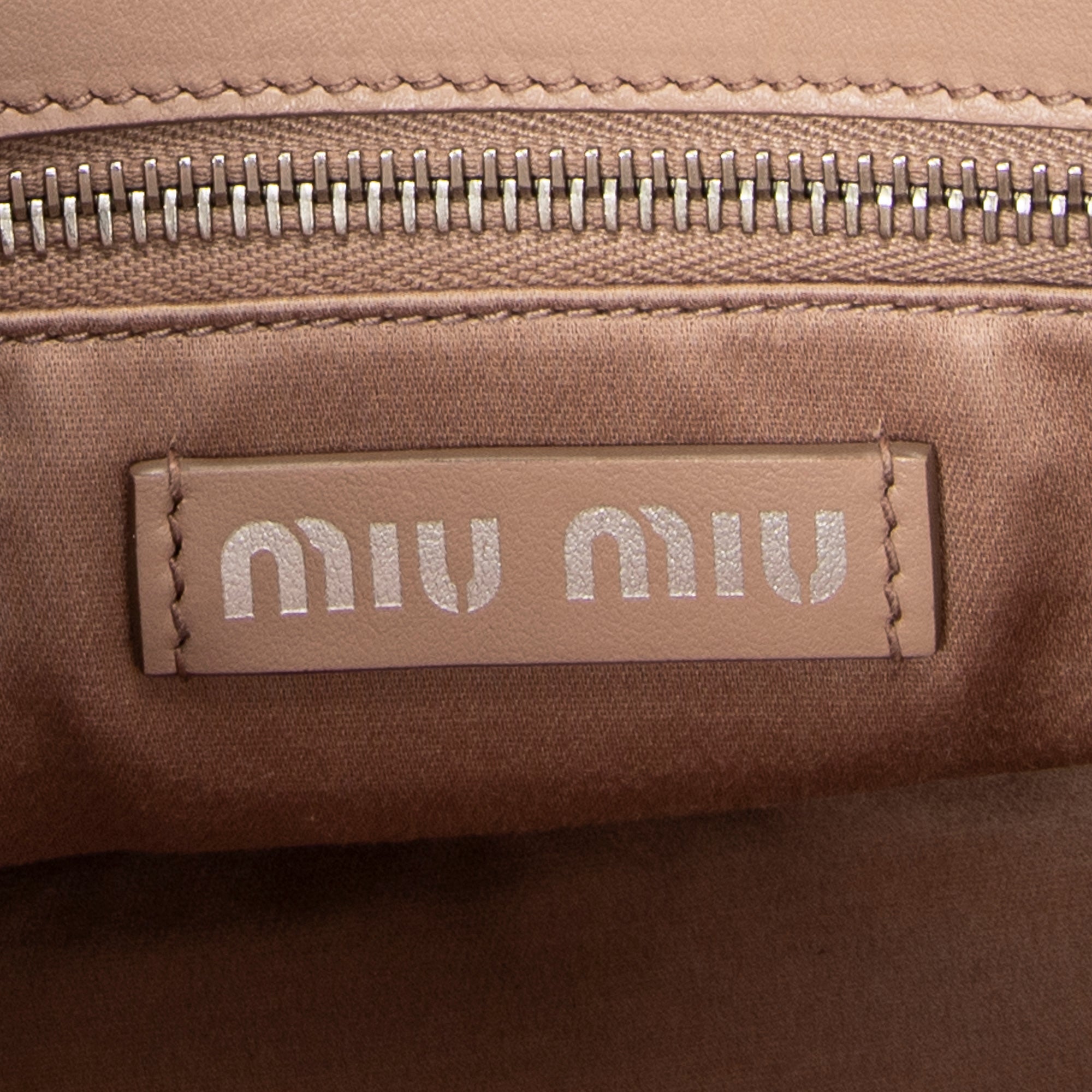 Shoulder Bag Small Open Tote Beige Goatskin Leather