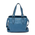 Shoulder Bag Medium Open Tote Blue Calfskin Leather
