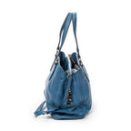 Shoulder Bag Medium Open Tote Blue Calfskin Leather