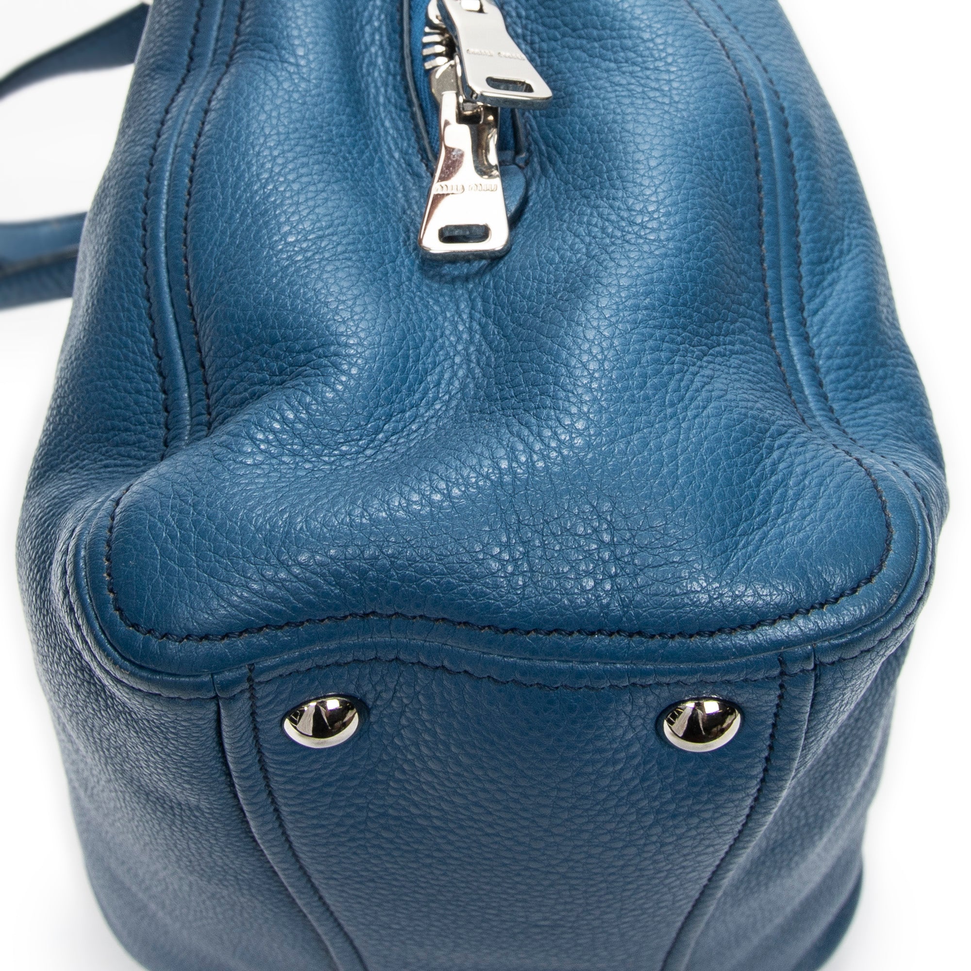 Shoulder Bag Medium Open Tote Blue Calfskin Leather