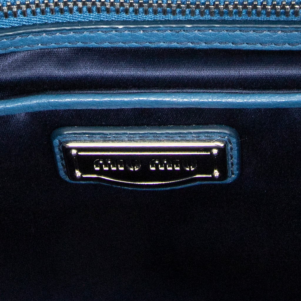 Shoulder Bag Medium Open Tote Blue Calfskin Leather