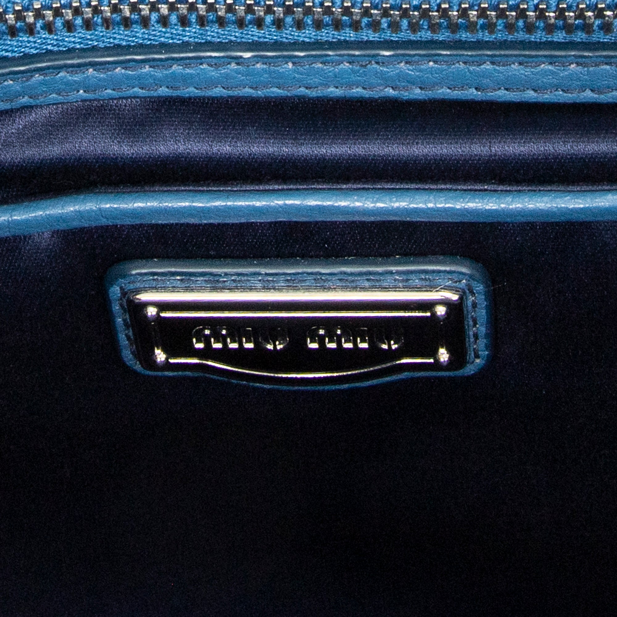 Shoulder Bag Medium Open Tote Blue Calfskin Leather