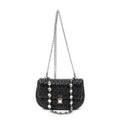 Shoulder Bag Lady Crystal Flap Crossbody Black Nappa Matelasse Leather