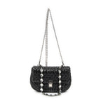 Shoulder Bag Lady Crystal Flap Crossbody Black Nappa Matelasse Leather