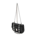 Sac à main femme Crystal Flap en bandoulière en cuir Nappa matelassé noir