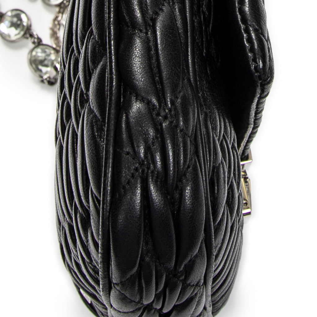 Shoulder Bag Lady Crystal Flap Crossbody Black Nappa Matelasse Leather