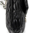 Shoulder Bag Lady Crystal Flap Crossbody Black Nappa Matelasse Leather