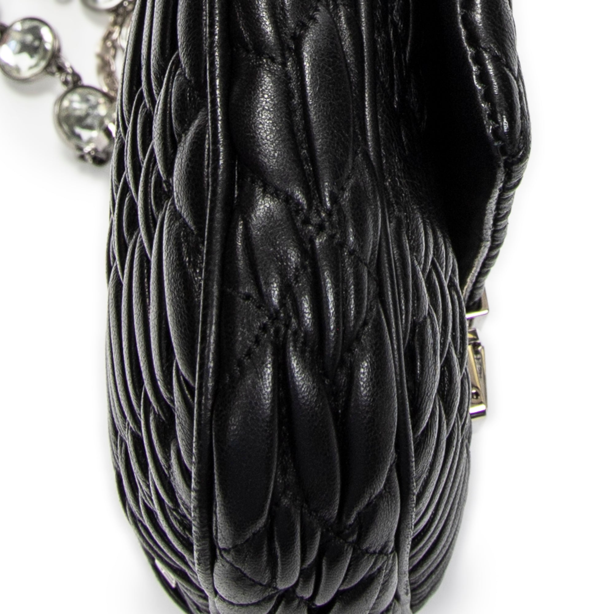 Shoulder Bag Lady Crystal Flap Crossbody Black Nappa Matelasse Leather
