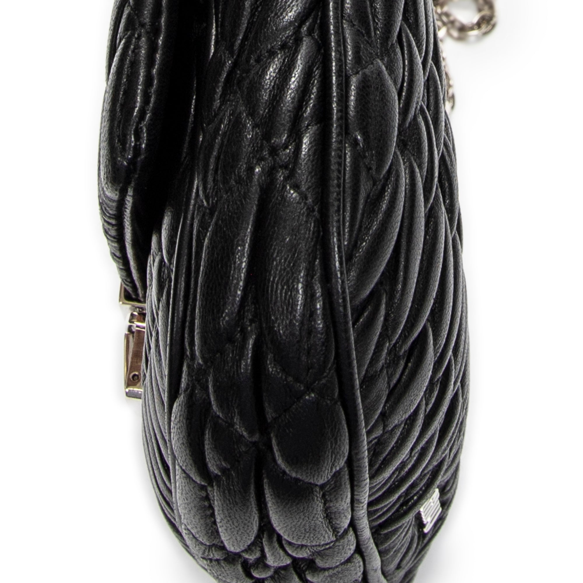 Shoulder Bag Lady Crystal Flap Crossbody Black Nappa Matelasse Leather