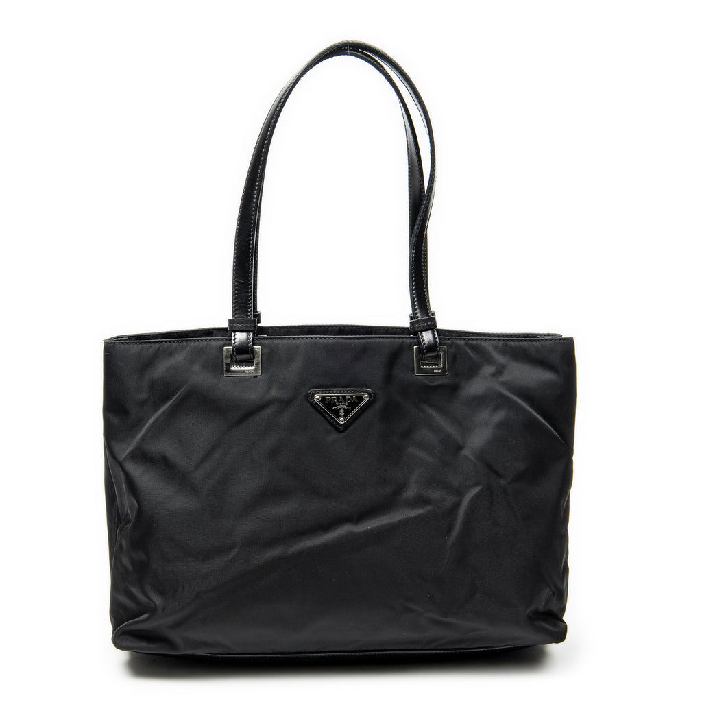 Shoulder Bag Small Tote Black Nylon Canvas