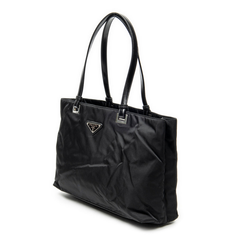 Shoulder Bag Small Tote Black Nylon Canvas