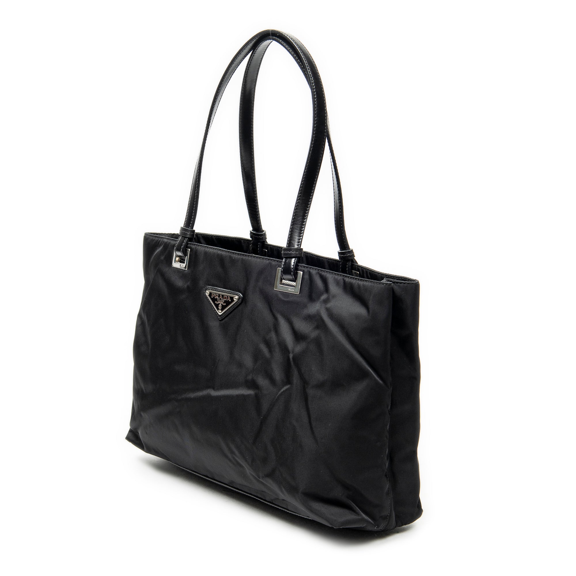 Shoulder Bag Small Tote Black Nylon Canvas
