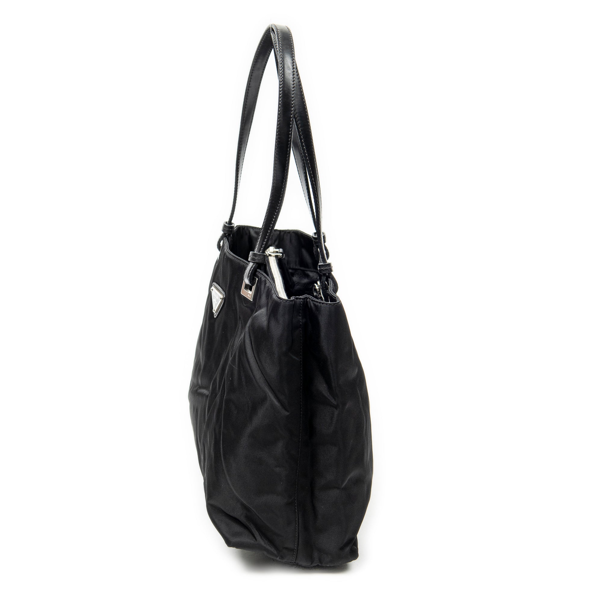 Shoulder Bag Small Tote Black Nylon Canvas