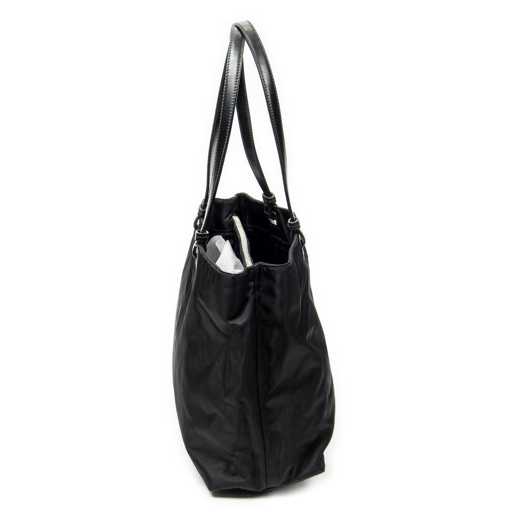 Shoulder Bag Small Tote Black Nylon Canvas