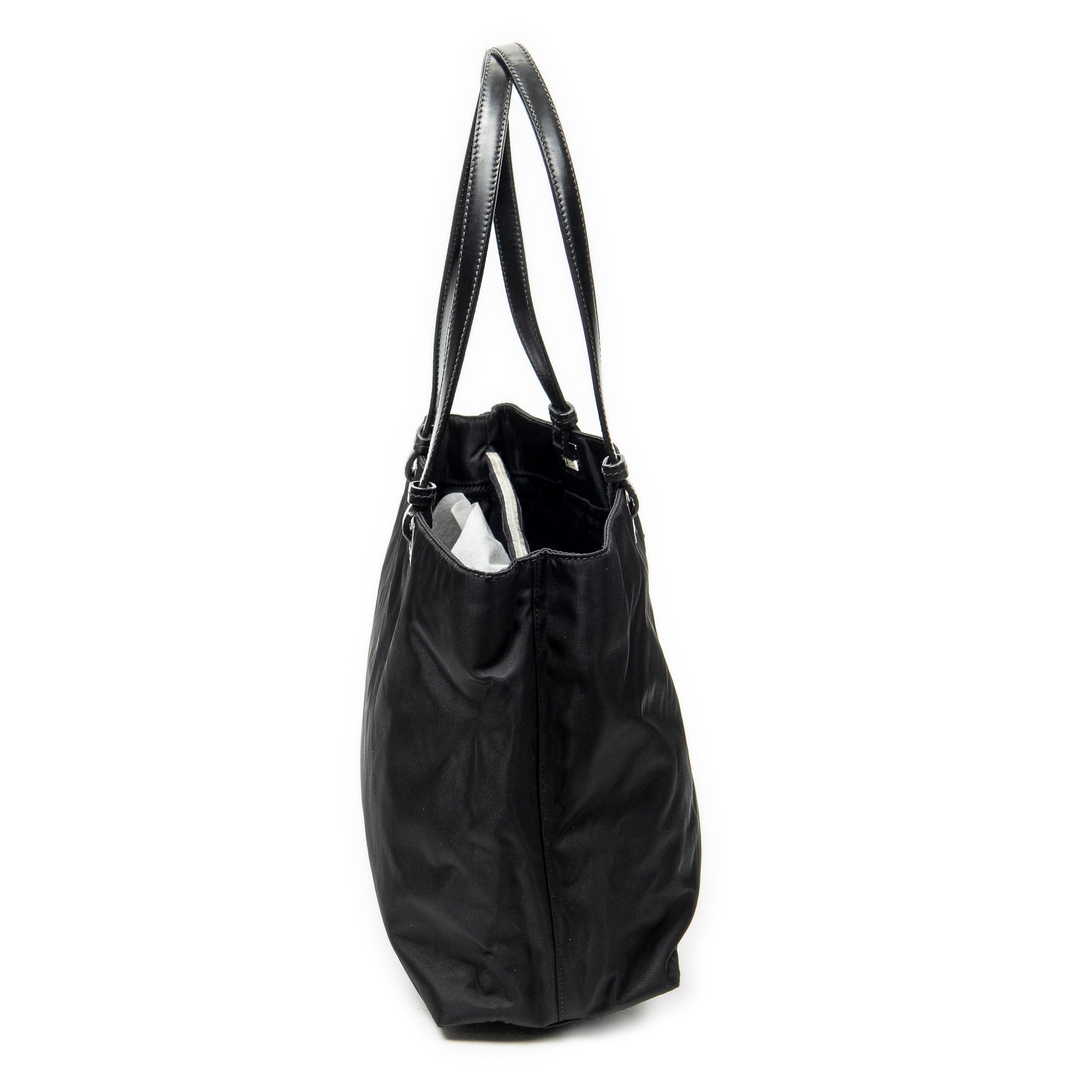 Shoulder Bag Small Tote Black Nylon Canvas