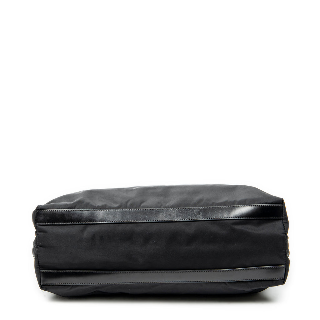 Shoulder Bag Small Tote Black Nylon Canvas