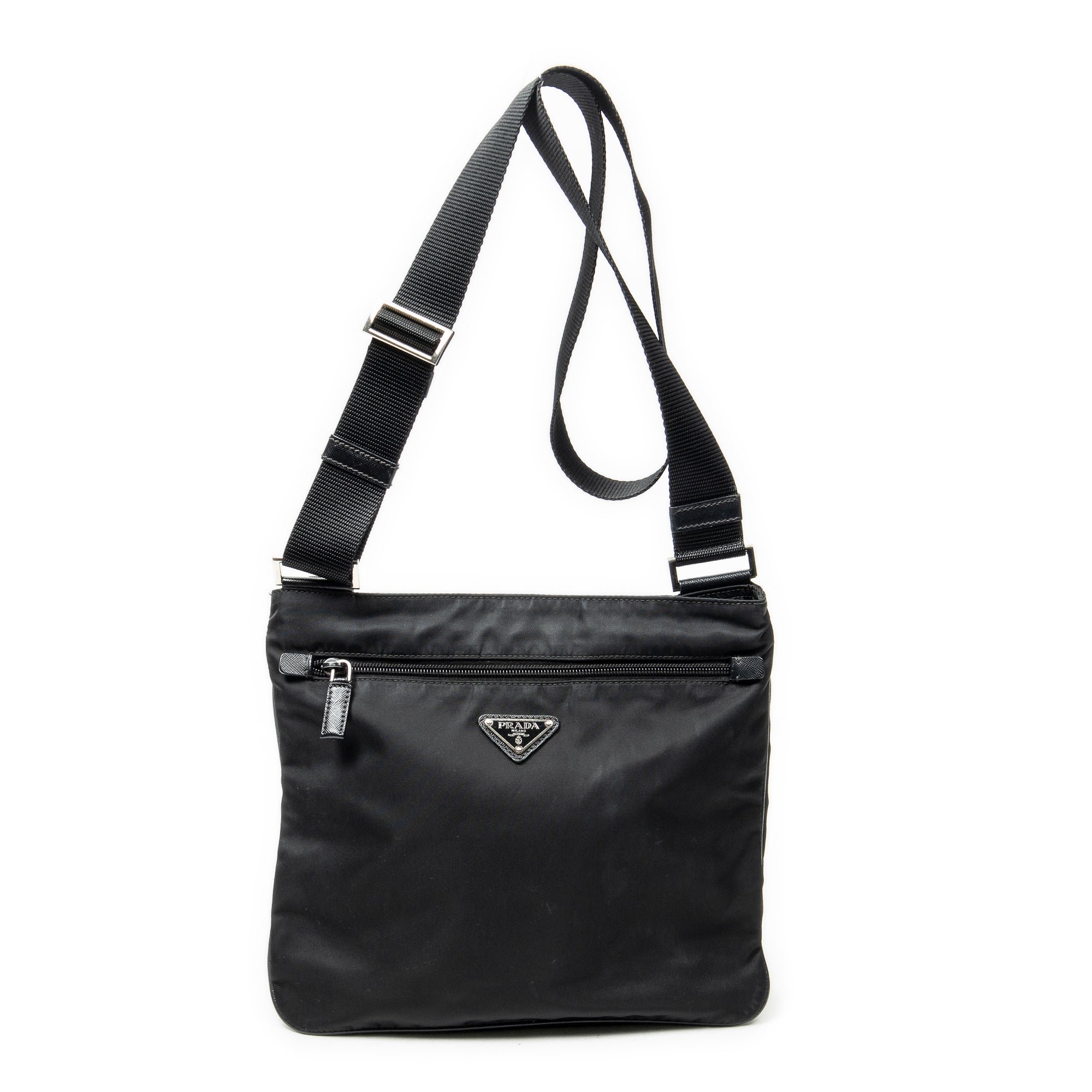 Shoulder Bag Medium Messenger Black Nylon Canvas