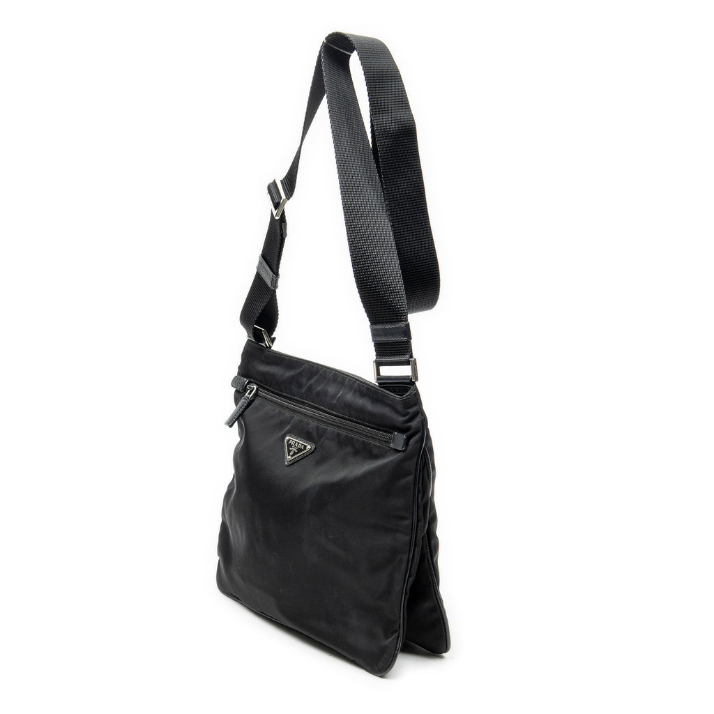 Shoulder Bag Medium Messenger Black Nylon Canvas