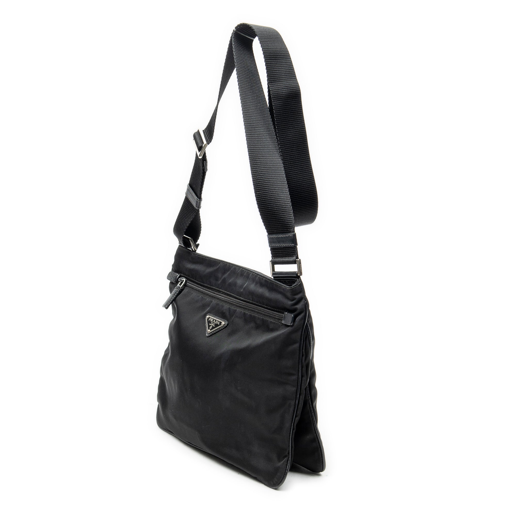 Shoulder Bag Medium Messenger Black Nylon Canvas